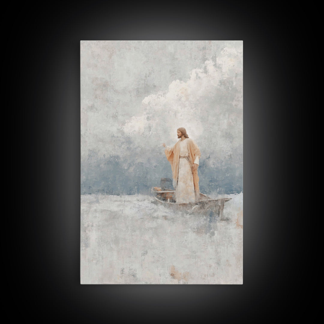Master Of Seas – Framed Canvas Print – Christian Wall Art – Christian Art Canvas – Jesus Painting – Large Christian Art – Christian Decorat