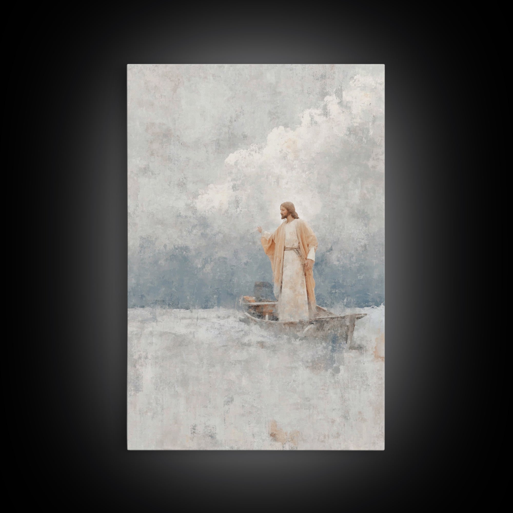 Master Of Seas – Framed Canvas Print – Christian Wall Art – Christian Art Canvas – Jesus Painting – Large Christian Art – Christian Decorat