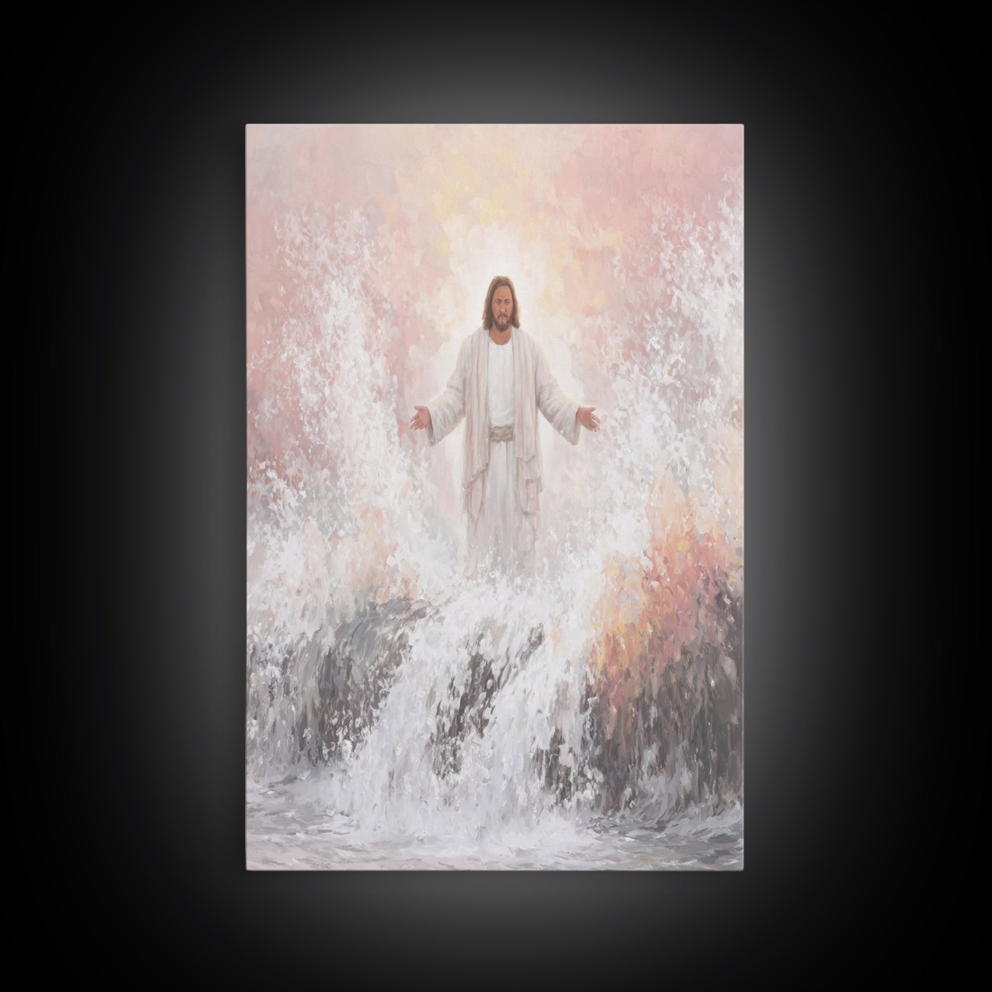 Waves Of Grace – Framed Canvas Print – Christian Wall Art – Jesus Painting – Christian Art Canvas – Christian Christmas Art – Modern Christ