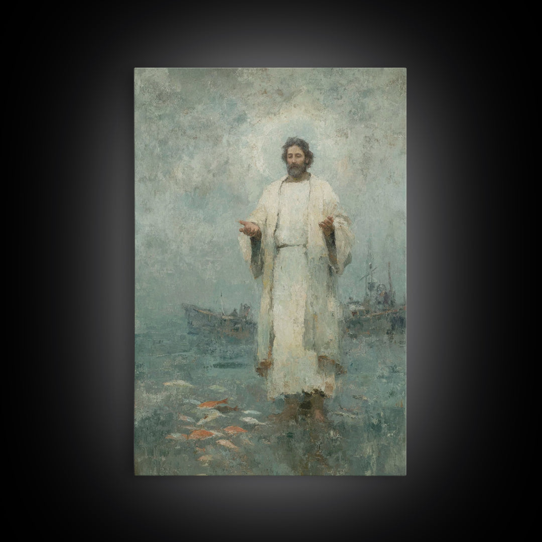 Divine Calling – Framed Canvas Print – Christian Wall Art – Christian Art Canvas – Jesus Painting – Vintage Christian Art – Christian Art W