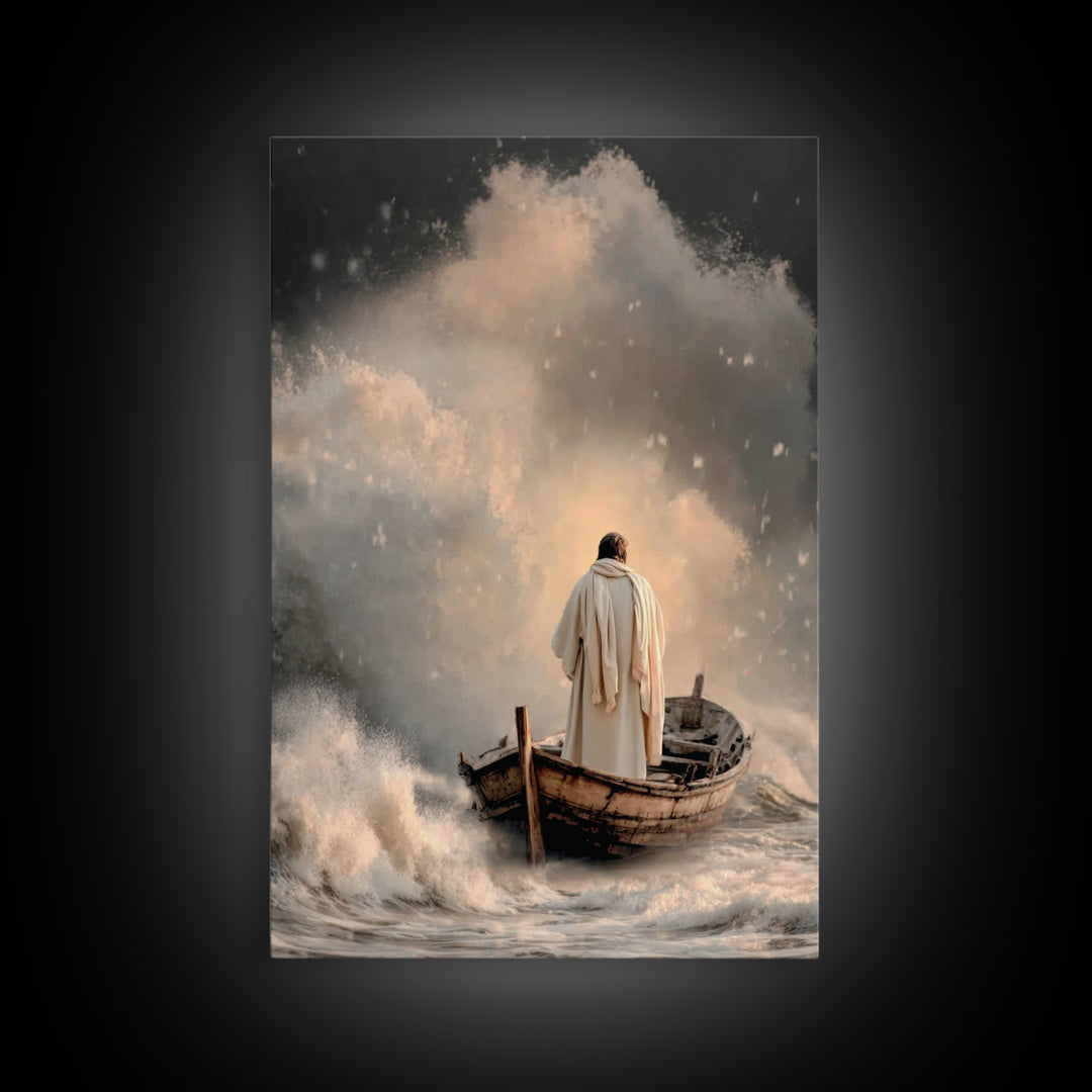 Stormfront Messiah – Framed Canvas Print – Christian Wall Art – Jesus Painting – Modern Christian Art – Christian Decor – Christmas Art