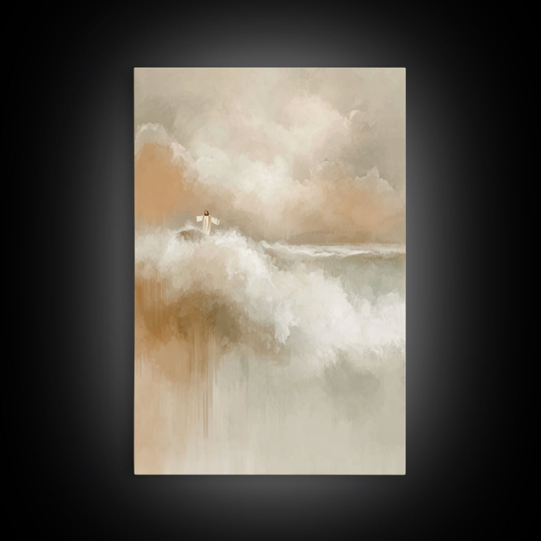 Divine Stillness, Framed Canvas Print, Christian Art Print, Jesus Canvas Art, Subtle Christian Art, Christian Wall Art, Christmas Art Print
