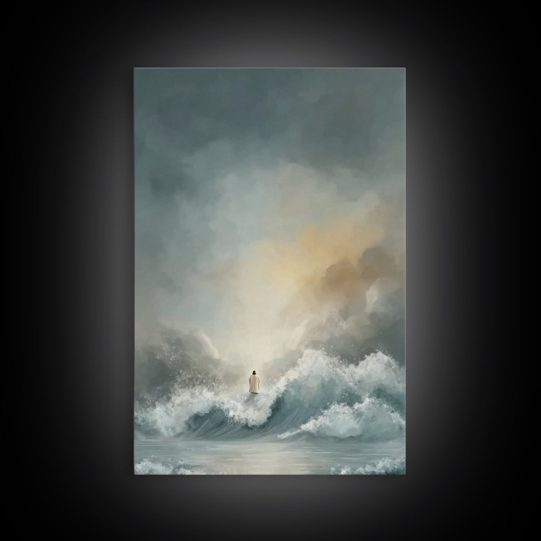 Silent Redeemer | Framed Canvas Print | Christian Wall Art | Jesus Christmas Art | Christian Art Work | Modern Christian Painting | Christi
