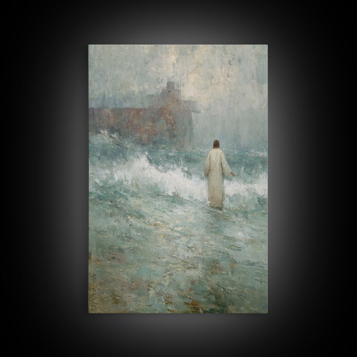 Heavenly Calm, Framed Canvas Print, Christian Decorations, Jesus Painting Canvas, Moody Christian Art, Large Christian Art, Christmas Art F