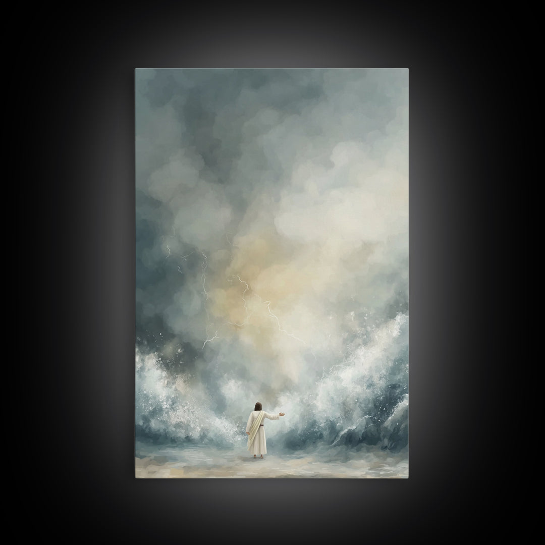 Thunderous Mercy | Framed Canvas Print | Jesus Art Print | Christian Wall Art | Modern Christian Painting | Christian Christmas Art | Chris