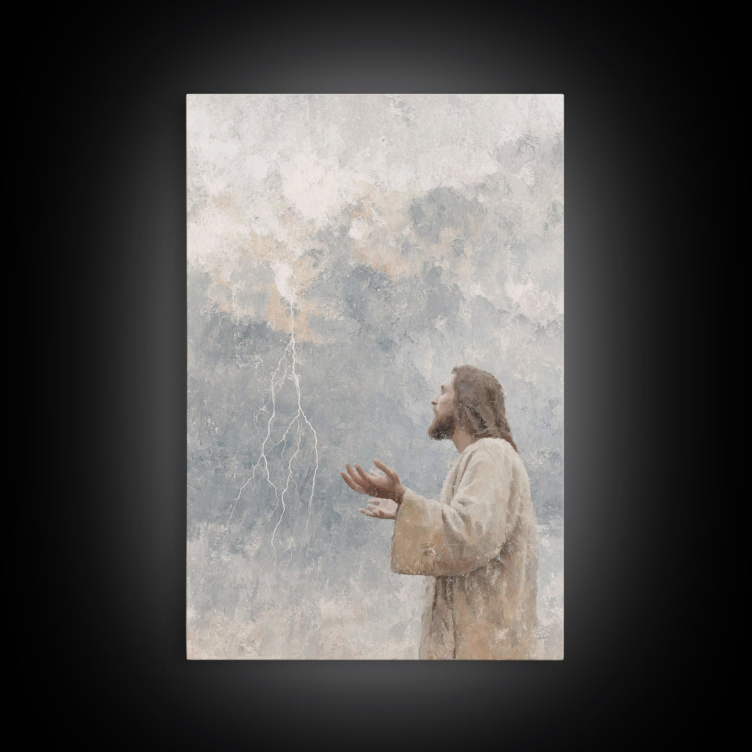 Stormward Prayer – Framed Canvas Print – Christian Decor – Jesus Painting Canvas – Christian Art Work – Modern Christian Art – Christmas Ar