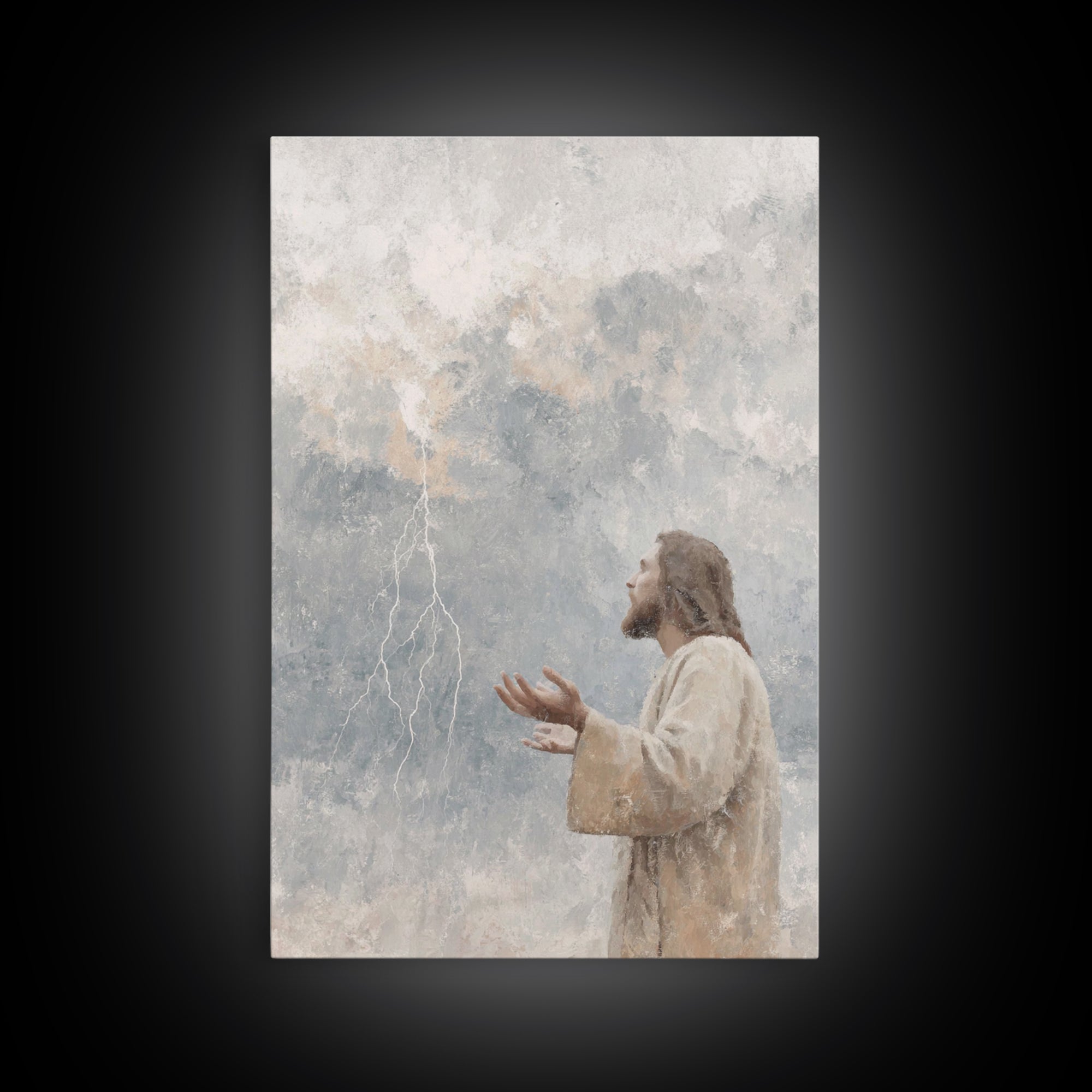 Stormward Prayer – Framed Canvas Print – Christian Decor – Jesus Painting Canvas – Christian Art Work – Modern Christian Art – Christmas Ar