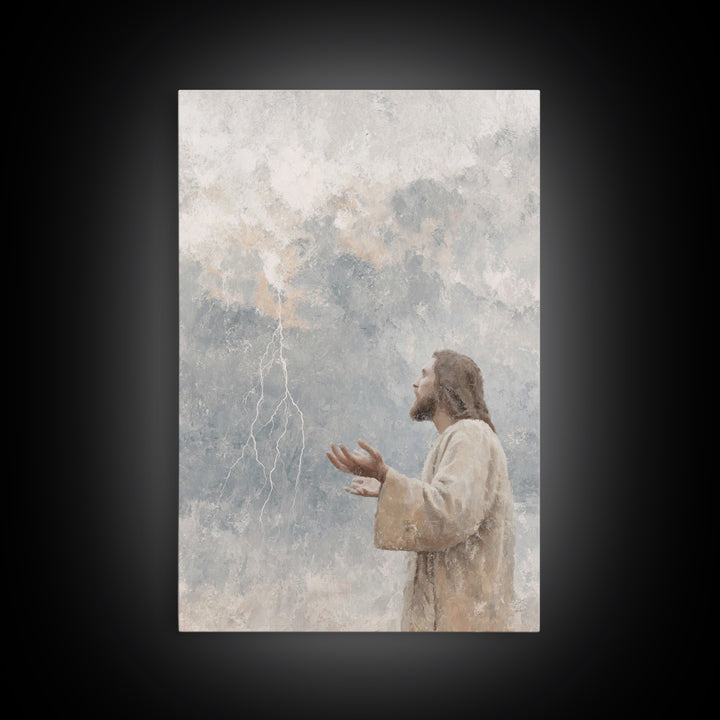Stormward Prayer – Framed Canvas Print – Christian Decor – Jesus Painting Canvas – Christian Art Work – Modern Christian Art – Christmas Ar