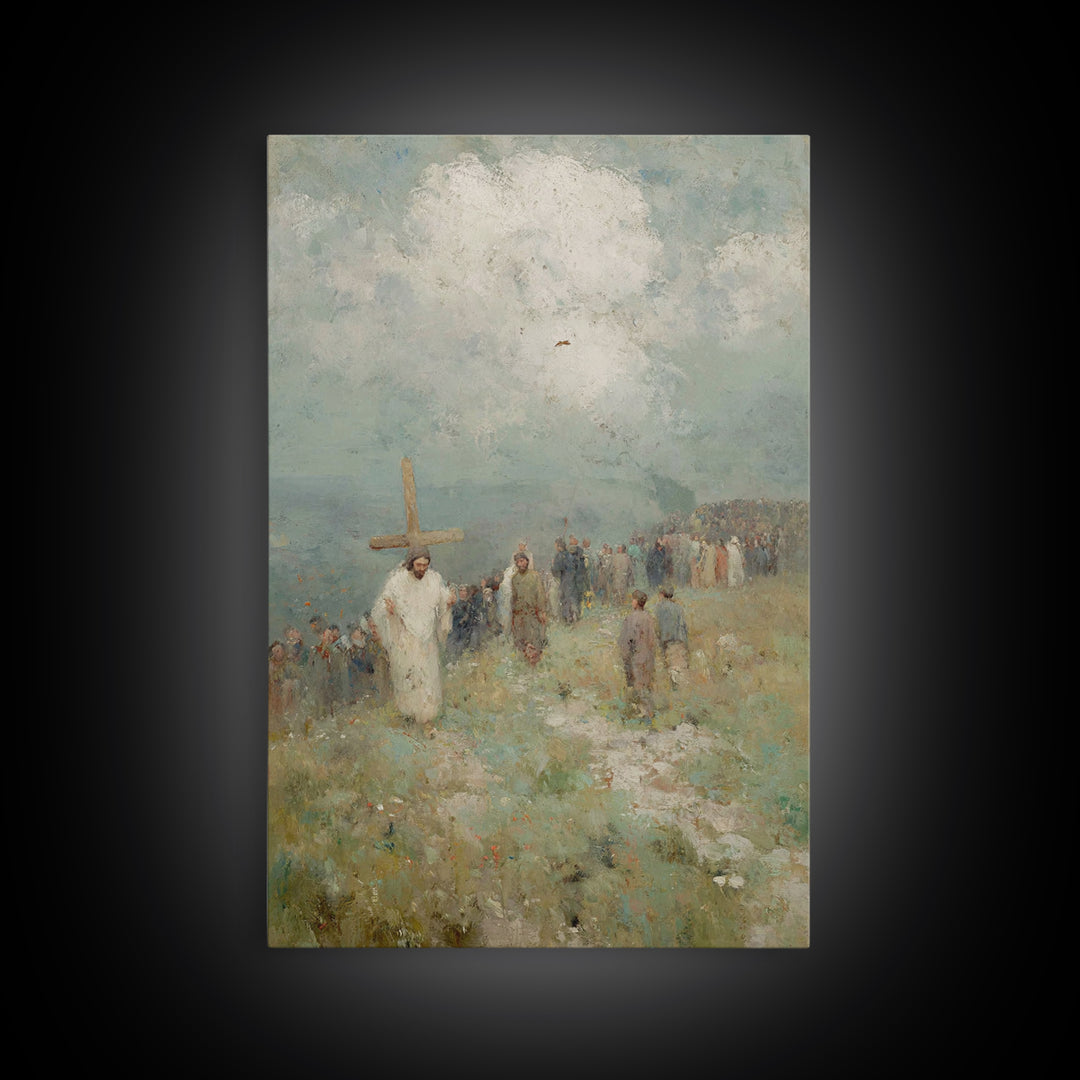 Hilltop Covenant – Framed Canvas Print – Christian Art Gift – Jesus Painting – Christian Art Canvas – Modern Christian Painting – Christmas
