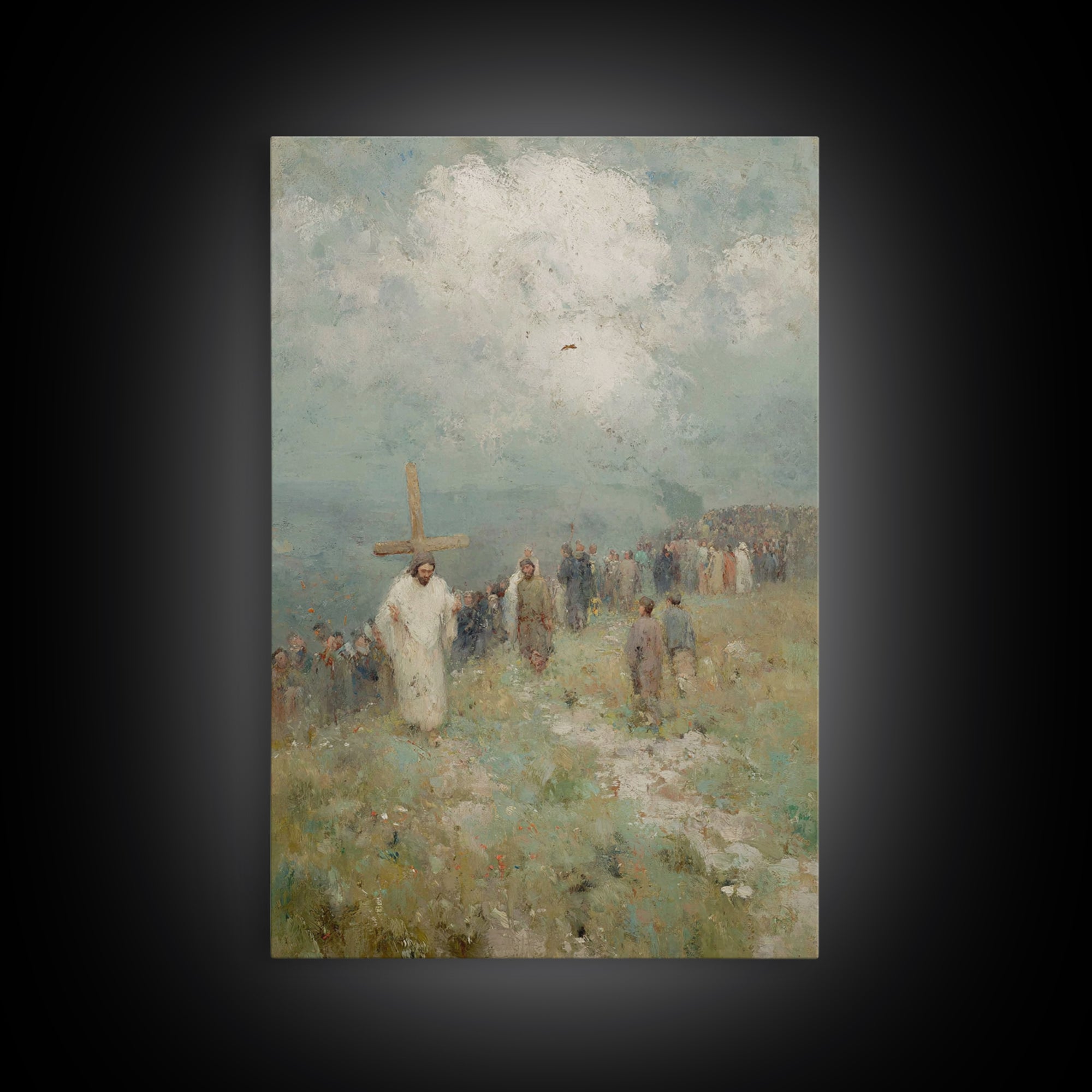 Hilltop Covenant – Framed Canvas Print – Christian Art Gift – Jesus Painting – Christian Art Canvas – Modern Christian Painting – Christmas