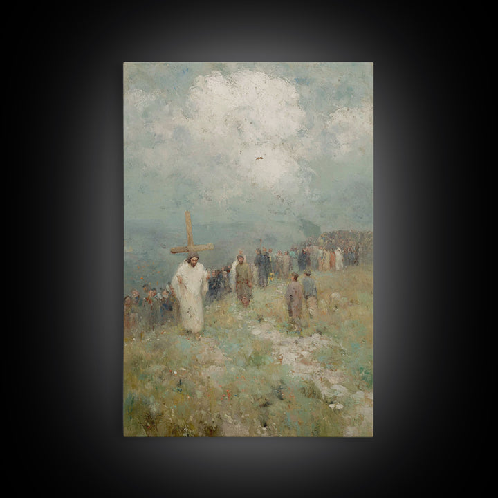 Hilltop Covenant – Framed Canvas Print – Christian Art Gift – Jesus Painting – Christian Art Canvas – Modern Christian Painting – Christmas