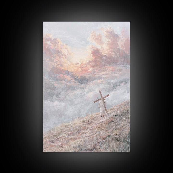 Ascent Of Faith | Framed Canvas Print | Christian Christmas Art | Jesus Painting Canvas | Christian Art Work | Moody Christian Art | Christ