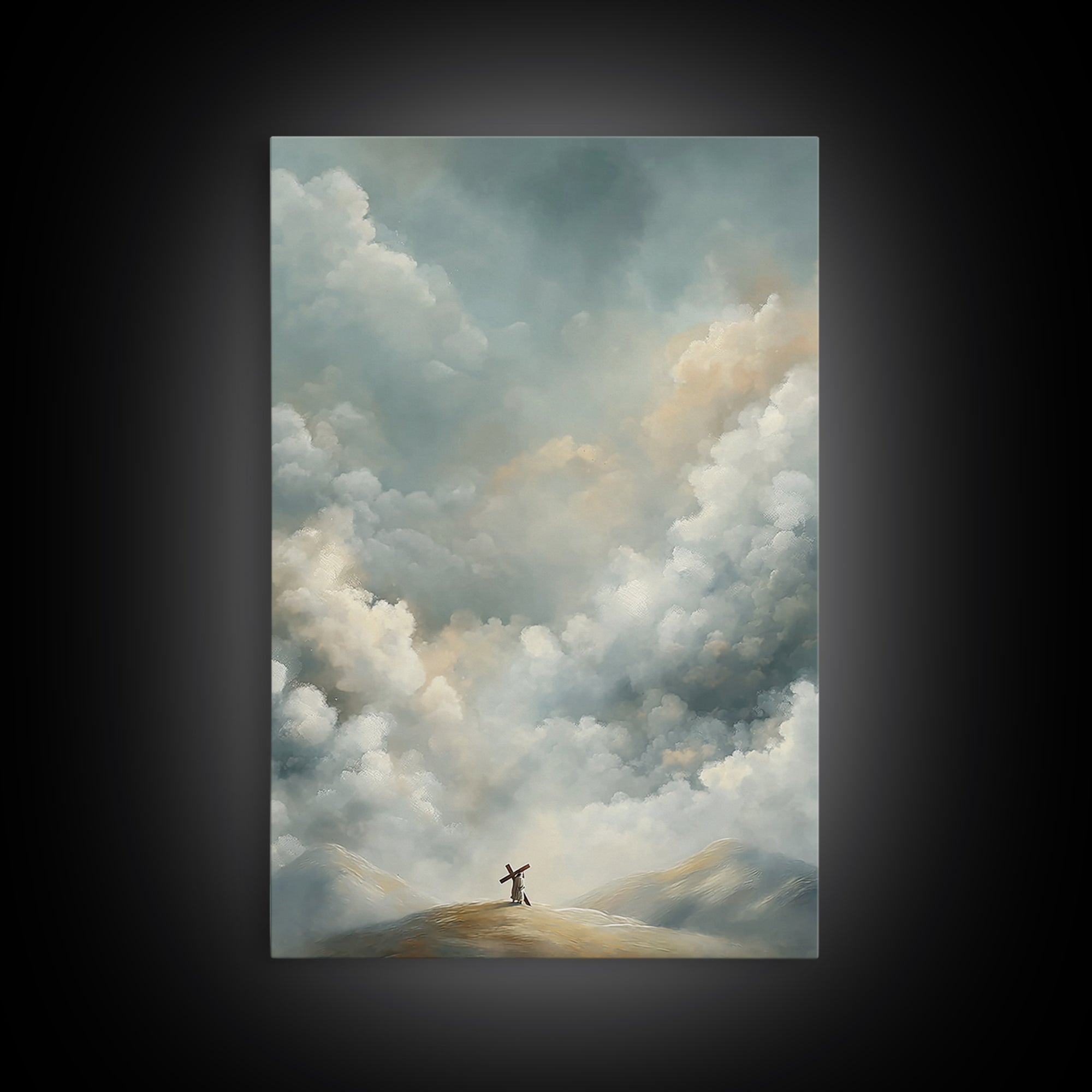 Clouds of Promise | Framed Canvas Print | Christian Art Canvas | Christian Wall Art | Jesus Painting | Modern Christian Art | Christian Dec