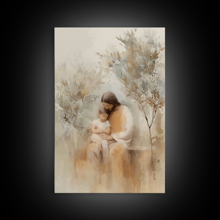 Autumn Embrace – Framed Canvas Print – Christian Art Canvas – Jesus Wall Art – Christian Paintings – Christian Decorations – Moody Christia