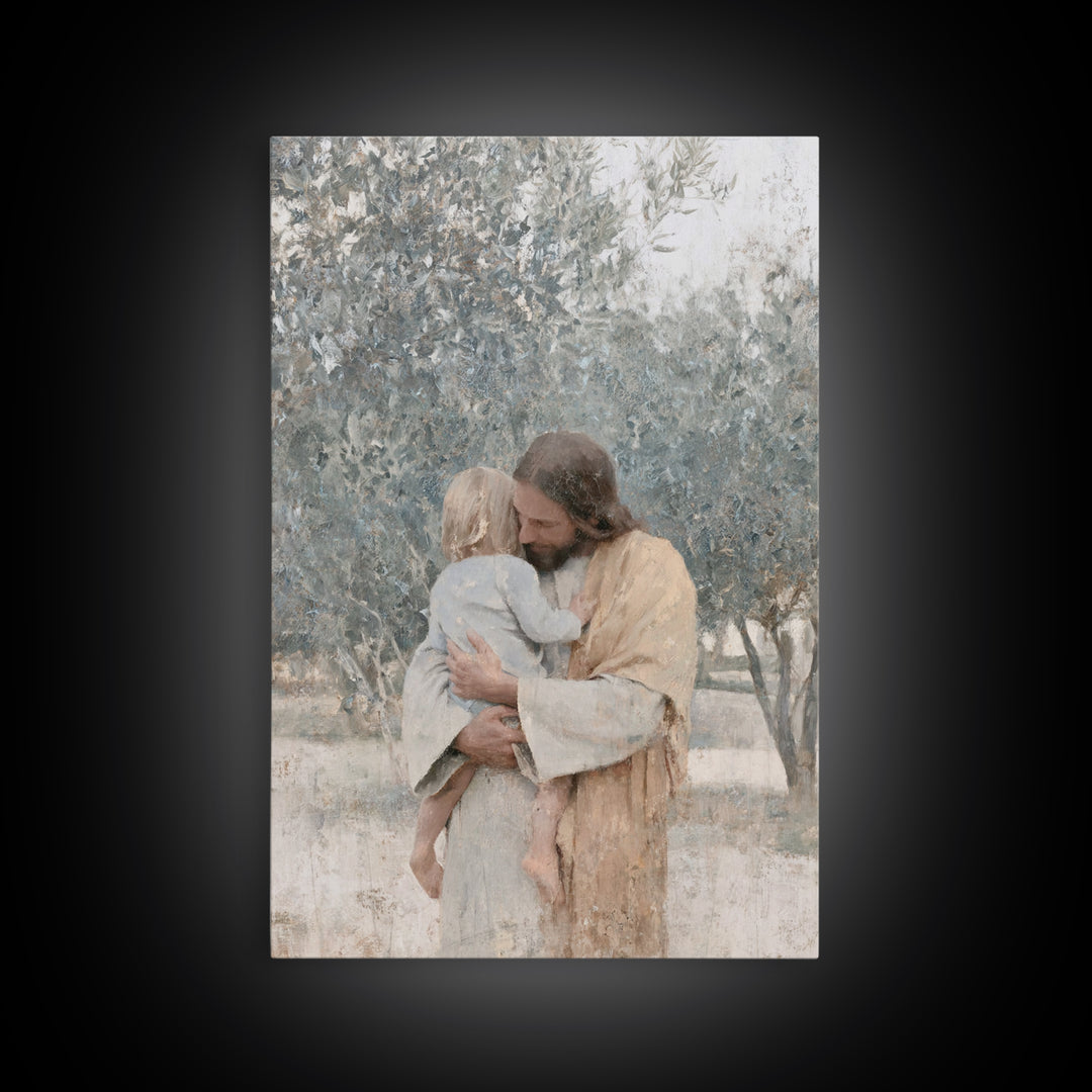 The Father’s Hold, Framed Canvas Print, Jesus Canvas Art, Christian Wall Art, Realistic Jesus Painting, Christian Decor For Home, Christian