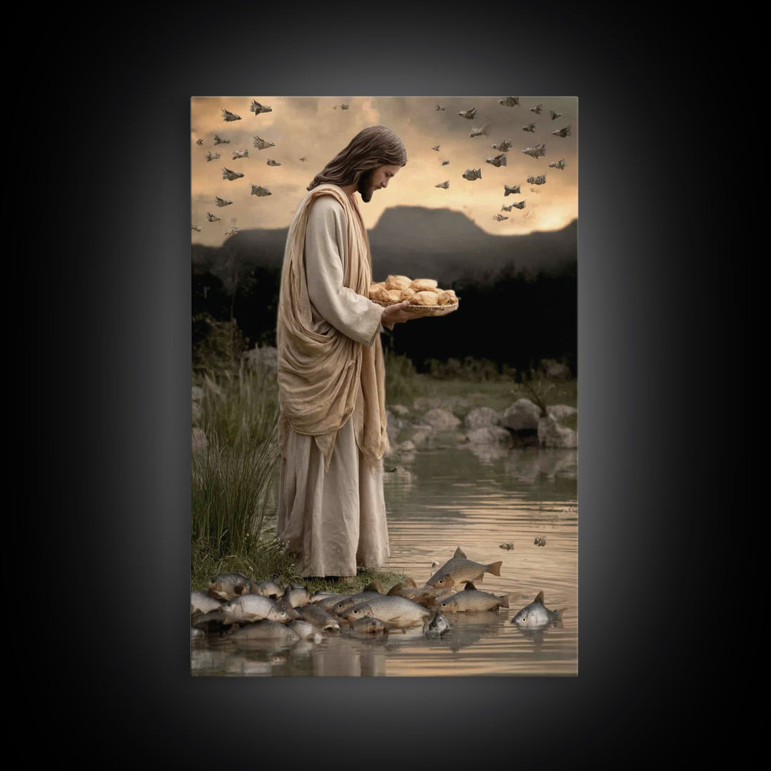 Miracle of Provision | Framed Canvas Print | Jesus Art Canvas | Christian Painting | Christian Wall Art | Modern Christian Painting | Chris