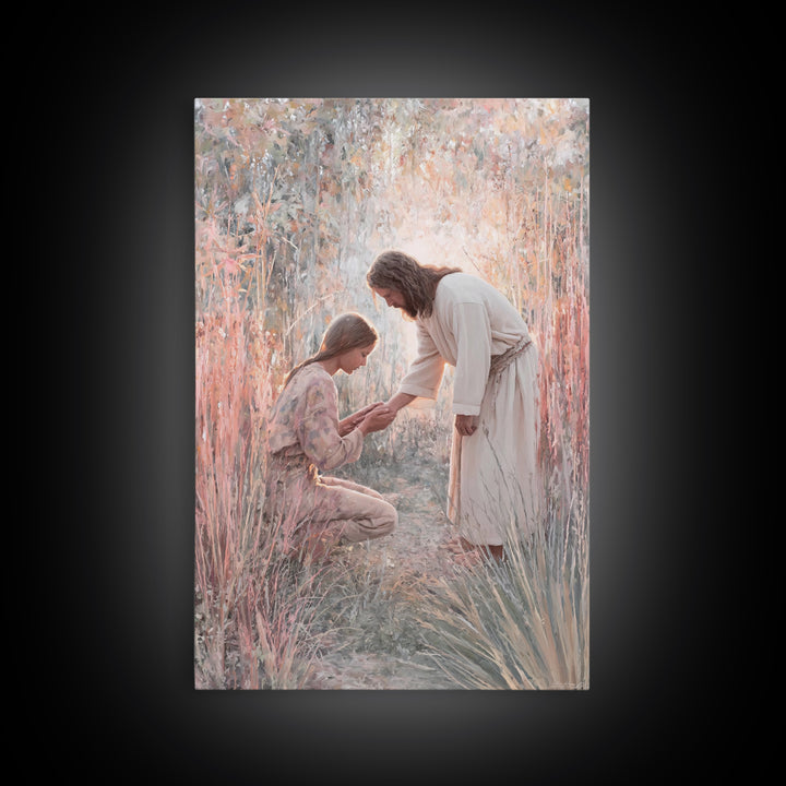 Path of Healing, Framed Canvas Print, Christian Art Canvas, Jesus Painting, Christian Wall Art, Christian Art Print, Modern Christian Art