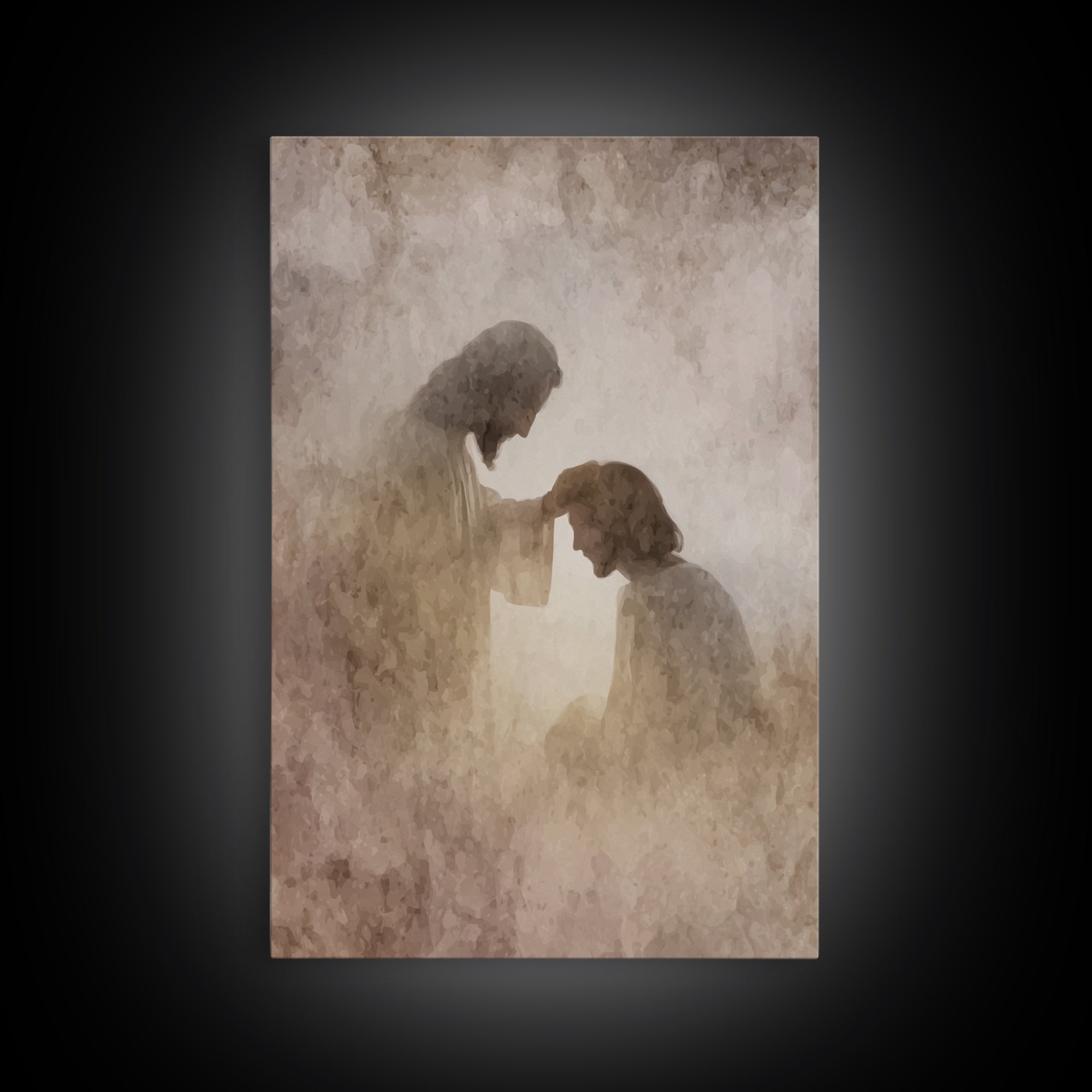 Quiet Anointed Light – Framed Canvas Print – Jesus Painting – Christian Art Print – Christian Wall Art – Christian Art Canvas – Christian G