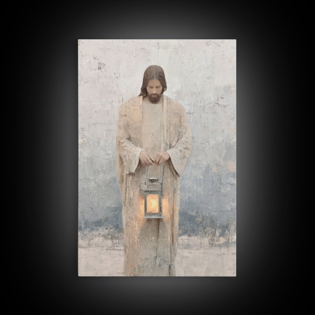Lantern of Peace – Framed Canvas Print – Christian Decor – Christian Art Canvas – Jesus Painting – Christian Art Print – Christian Wall Art