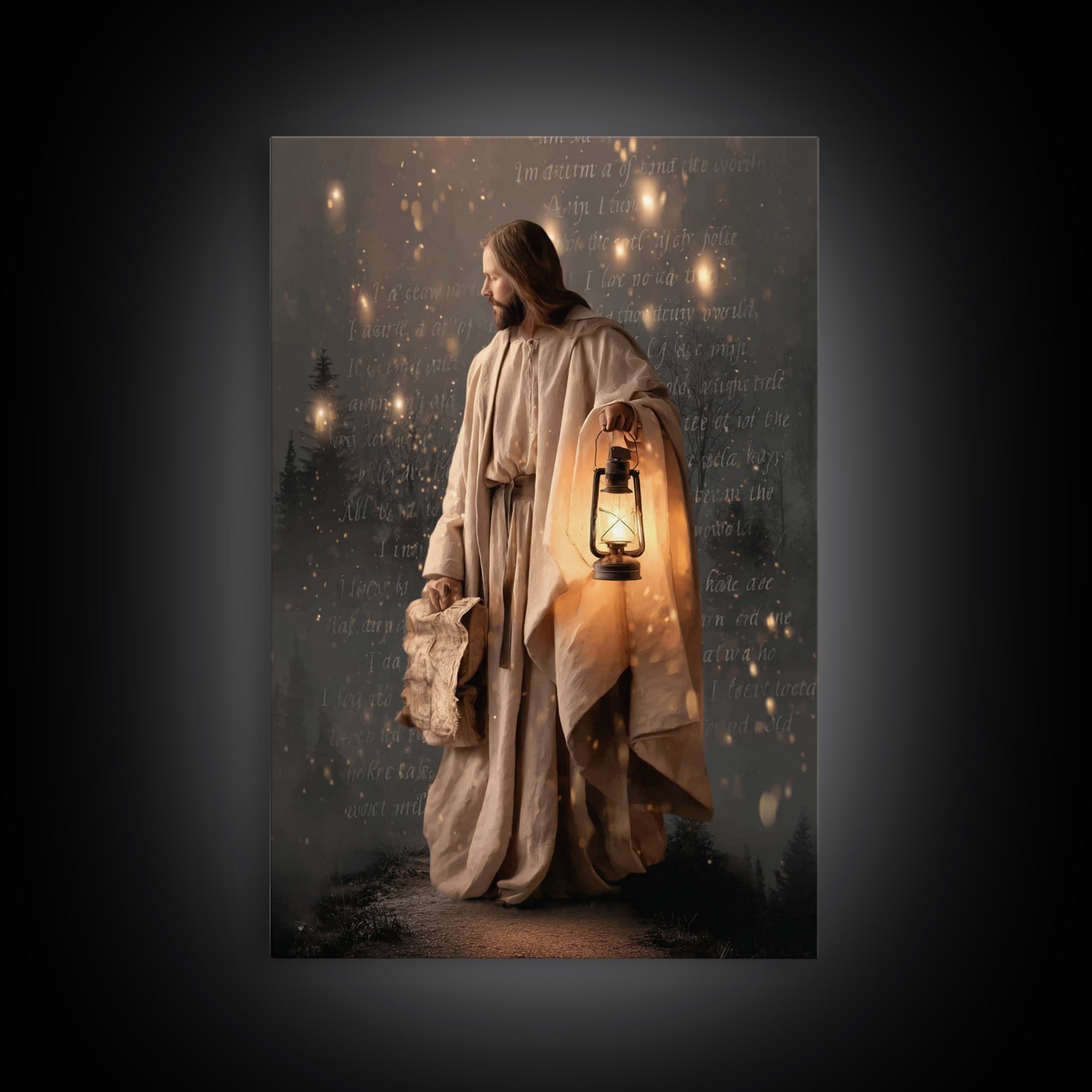 Guiding Through Night – Framed Canvas Print – Christian Wall Art – Christian Gift Ideas – Christian Art Print – Jesus Painting – Christian