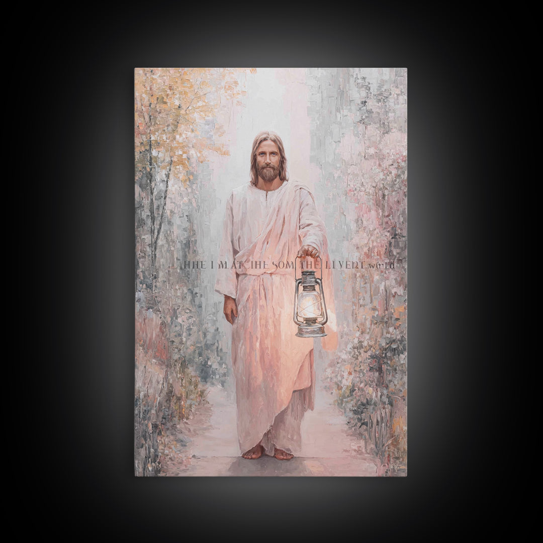 Holy Night Lantern – Framed Canvas Print – Christian Art Print – Christian Wall Art – Jesus Painting – Christian Gift Ideas – Christian Art