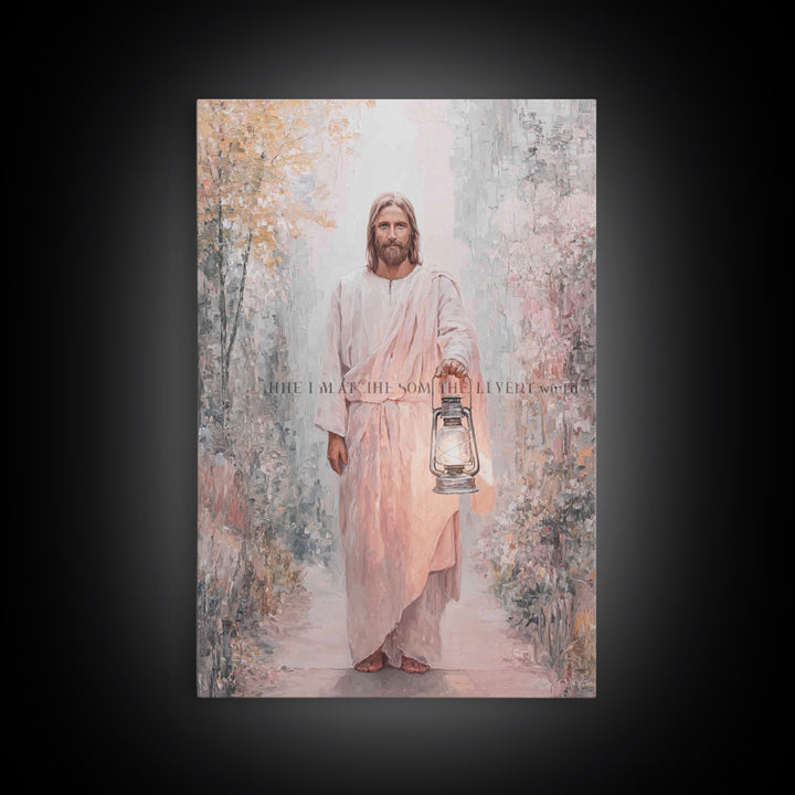 Holy Night Lantern – Framed Canvas Print – Christian Art Print – Christian Wall Art – Jesus Painting – Christian Gift Ideas – Christian Art