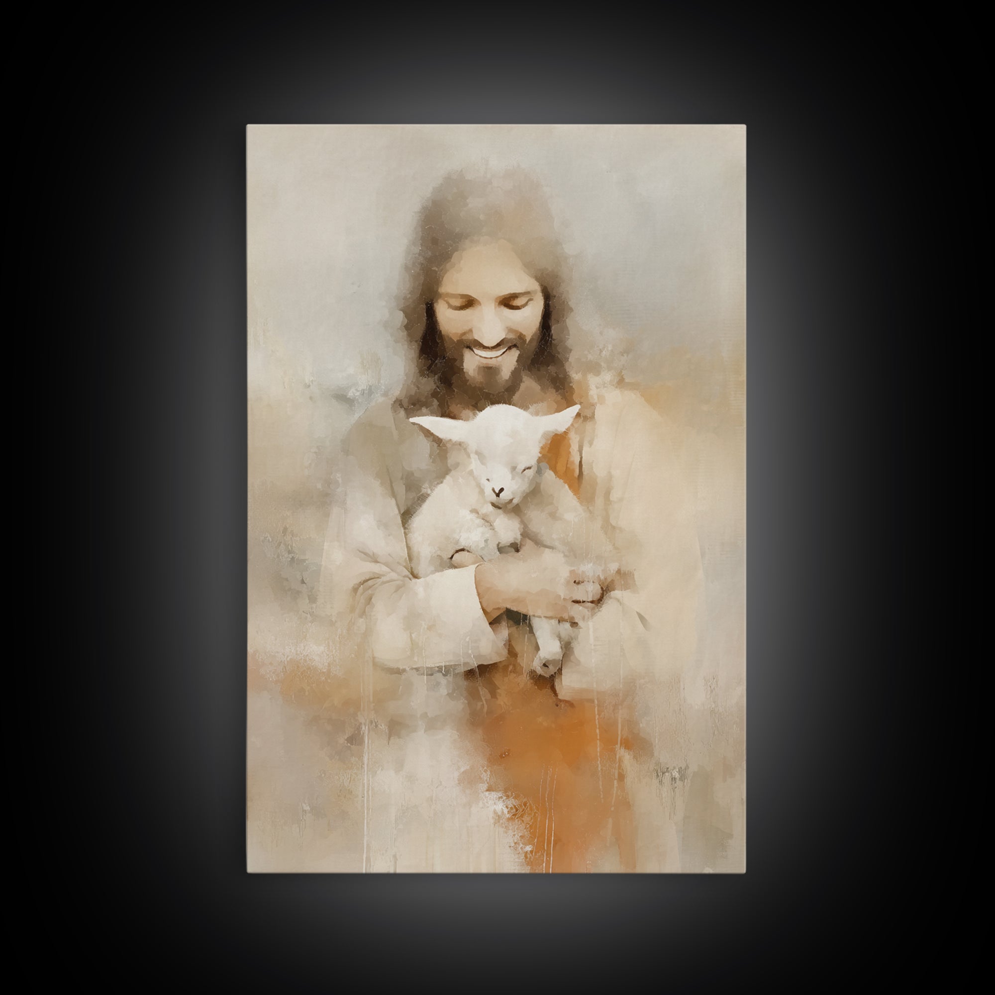 Lamb of Joy – Framed Canvas Print – Christian Art Canvas – Christian Painting – Jesus Art Print – Christian Wall Art – Christian Decor – Ch