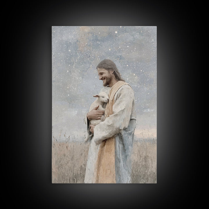 Joyful Meadow Grace – Framed Canvas Print – Christian Art Print – Jesus Painting – Christian Wall Art – Christian Decor – Christian Gift Id
