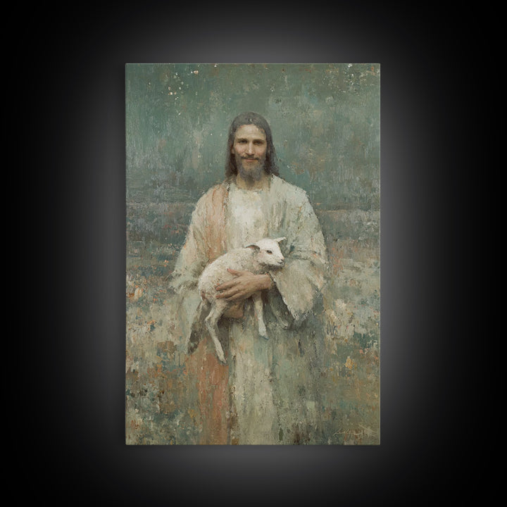 Gentle Pasture Hope – Framed Canvas Print – Christian Decor – Christian Art Print – Christian Wall Art – Jesus Painting – Christian Art Can