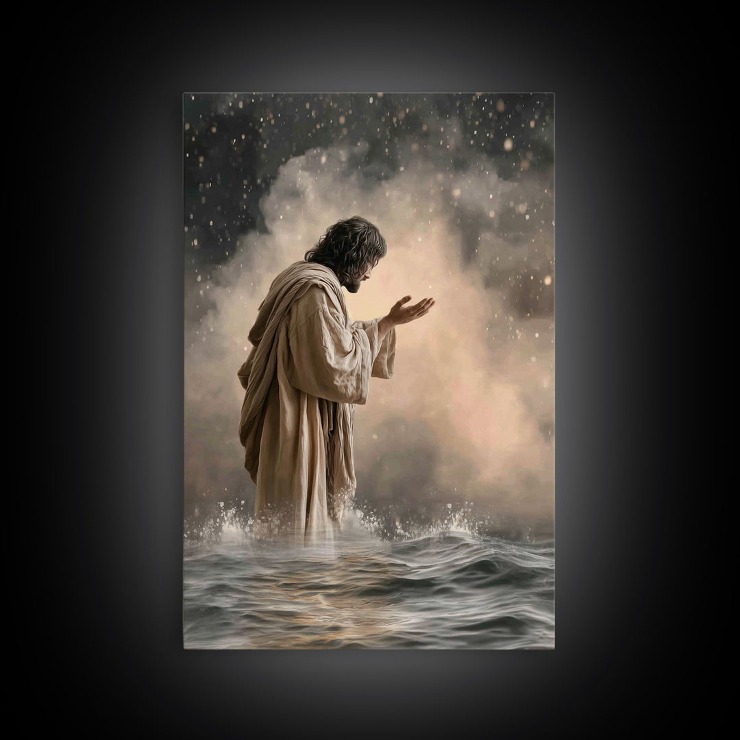 Prayerful Light – Framed Canvas Print – Christian Art Print – Christian Art Canvas – Christian Wall Art – Christian Gift Ideas – Jesus Pain