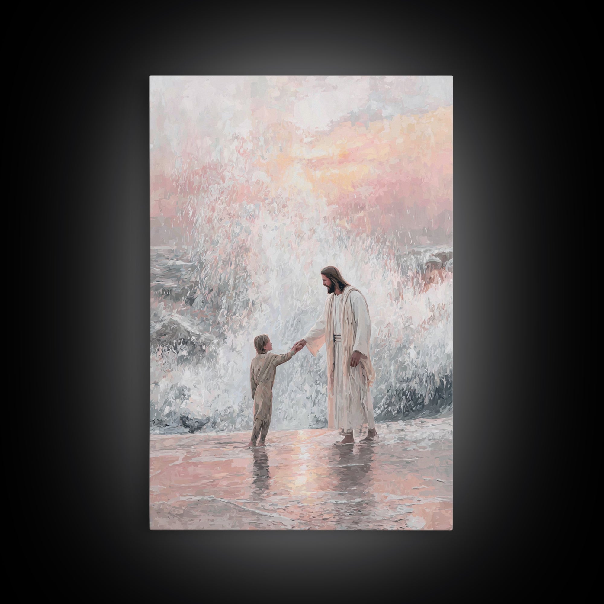 Waves of Trust – Framed Canvas Print – Christian Art Canvas – Christian Gift Ideas – Christian Wall Art – Jesus Painting – Christian Art Pr