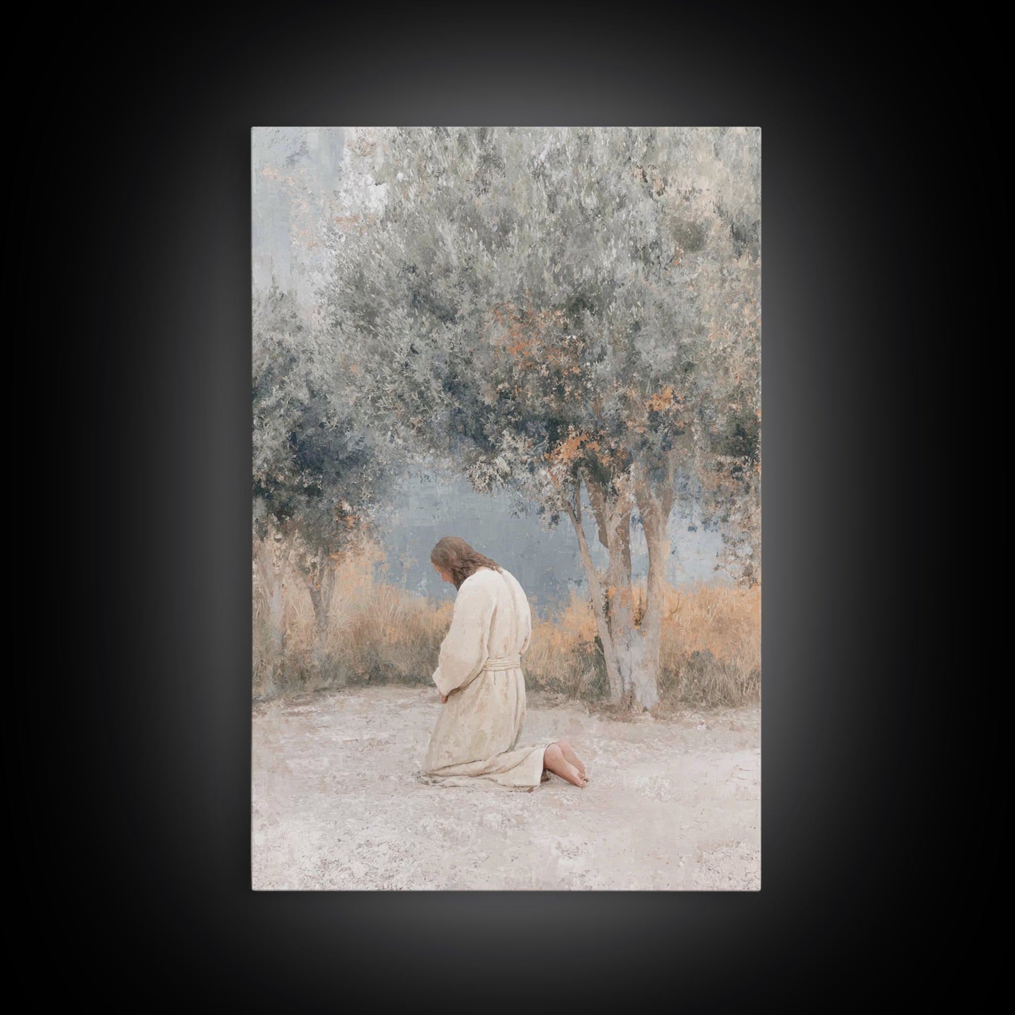 Humble Devotion, Framed Canvas Print, Jesus Painting, Christian Wall Art, Subtle Christian Paintings, Christian Art Canvas, Christian Chris