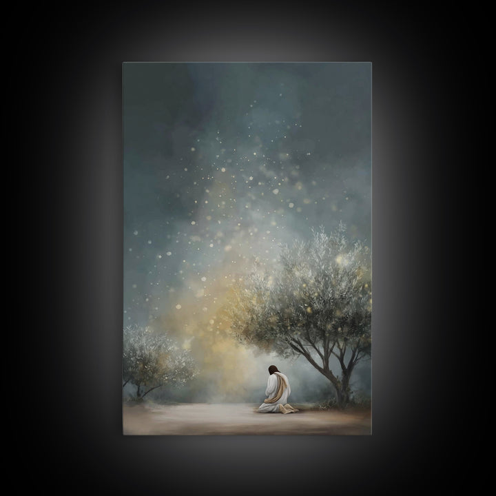 Sacred Solitude – Framed Canvas Print – Christian Art Canvas – Large Christian Painting – Jesus Wall Art – Vintage Christian Art – Christia
