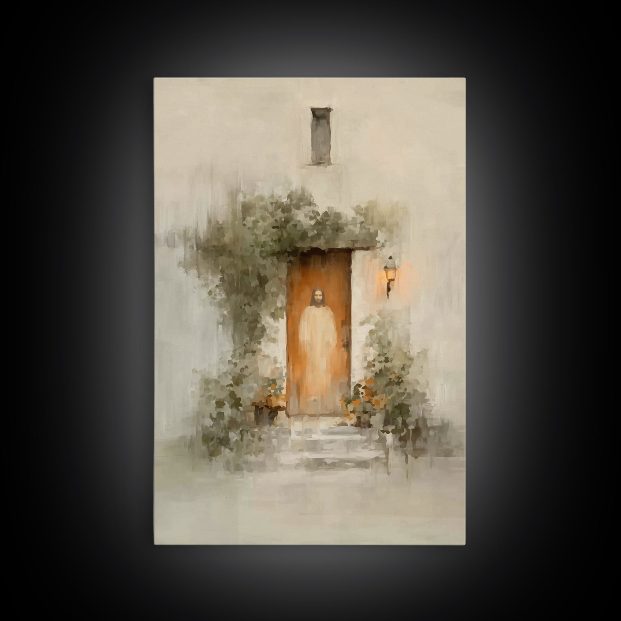 Warm Lantern Promise | Framed Canvas Print | Christian Wall Art | Christian Art Canvas | Jesus Painting | Unique Christian Art | Christian