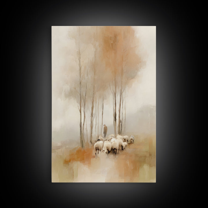 Shepherd’s Quiet Path, Framed Canvas Print, Christian Wall Art, Christian Art Canvas, Pastoral Scenery, Christian Art Work, Christian Gift
