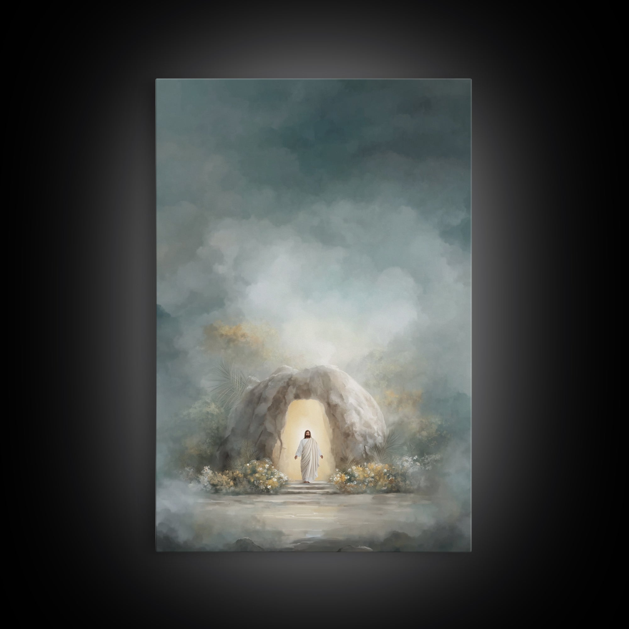 Softened Prayer Shade, Framed Canvas Print, Christian Art Canvas, Christian Paintings, Jesus Painting, Christian Wall Art, Modern Christian