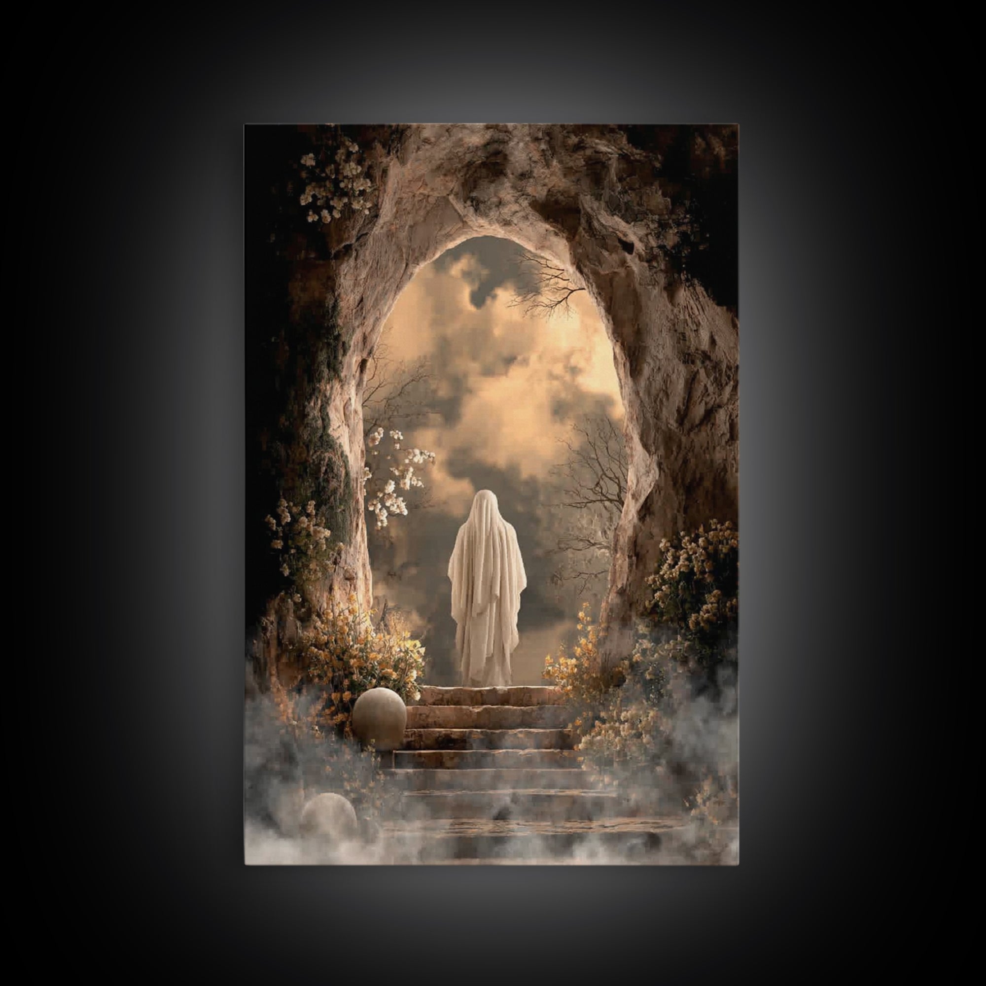 Sacred Ascent – Framed Canvas Print – Christian Art Canvas – Christian Painting – Jesus Painting – Christian Decor – Subtle Christian Art
