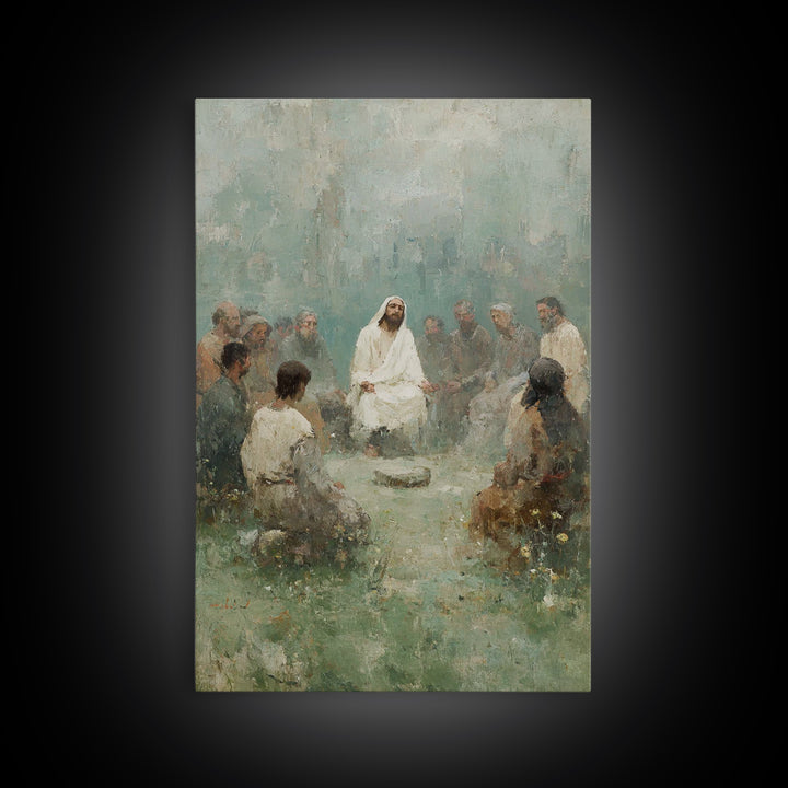 Gathered In Spirit | Framed Canvas Print | Christian Art Print | Christian Wall Art | Jesus Painting | Christian Gift | Modern Christian Ar