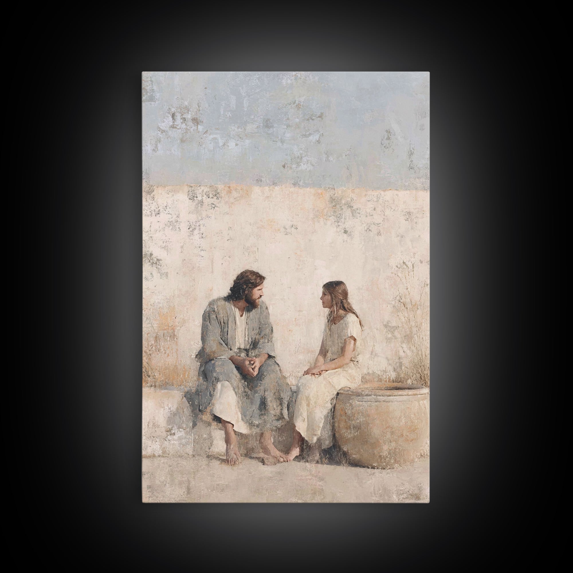 Living Water Grace – Framed Canvas Print – Christian Art Canvas – Christian Wall Art – Jesus Painting – Subtle Christian Art – Christian Gi