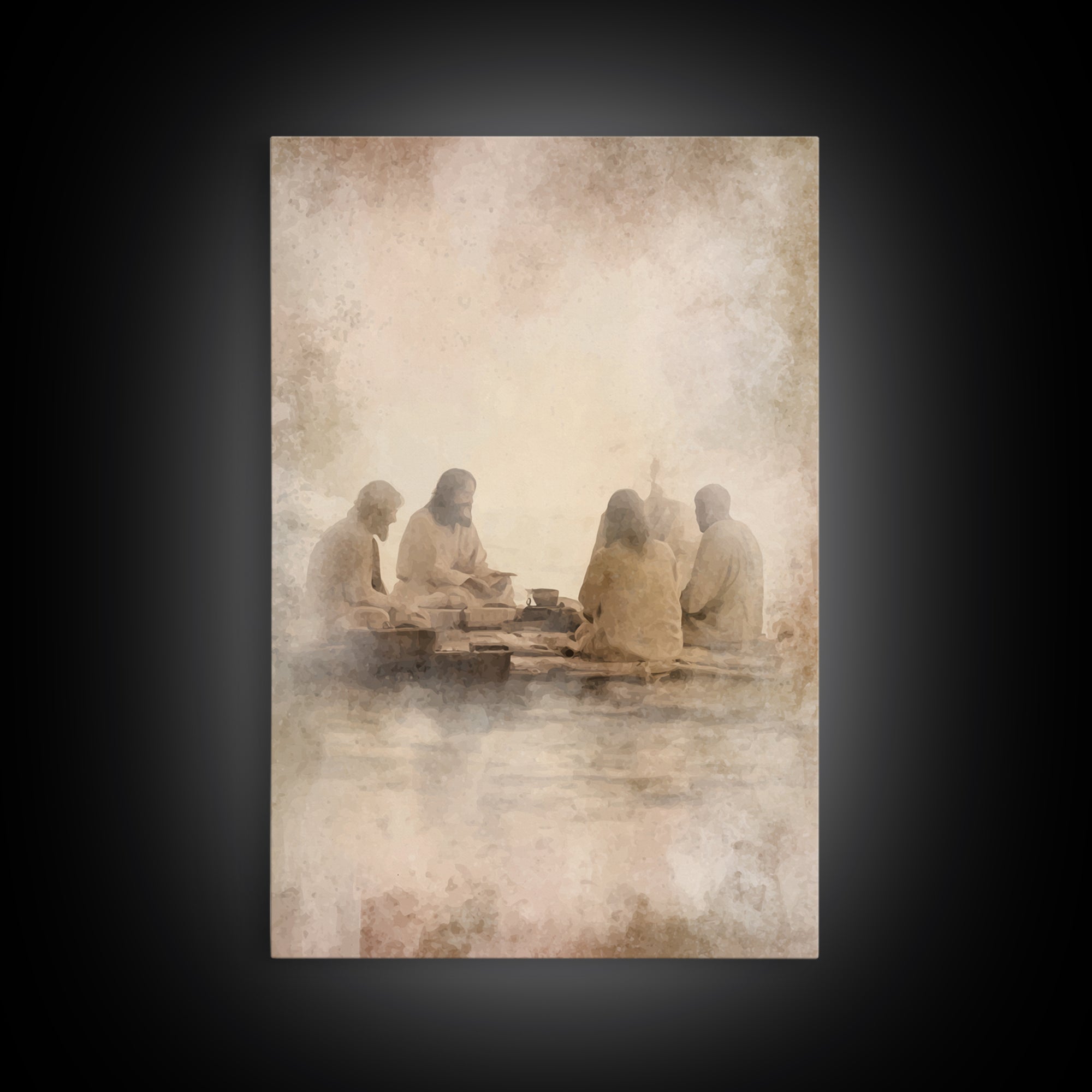 Evening Meal Peace – Framed Canvas Print – Christian Art Canvas – Christian Wall Art – Jesus Painting – Christian Decor – Moody Christian A