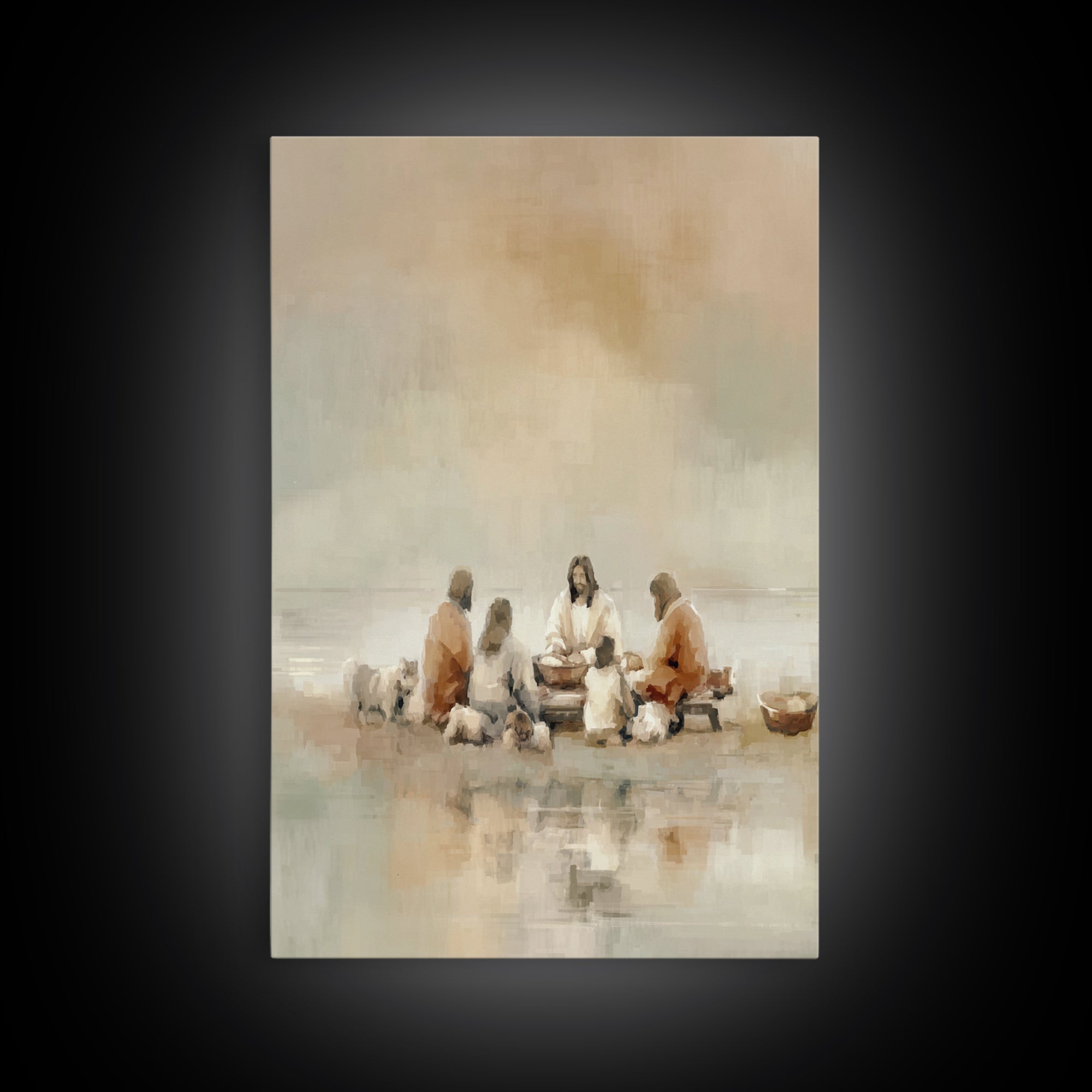 Flock Circle Light | Framed Canvas Print | Christian Wall Art | Christian Art Canvas | Jesus Painting | Christian Decor | Subtle Christian