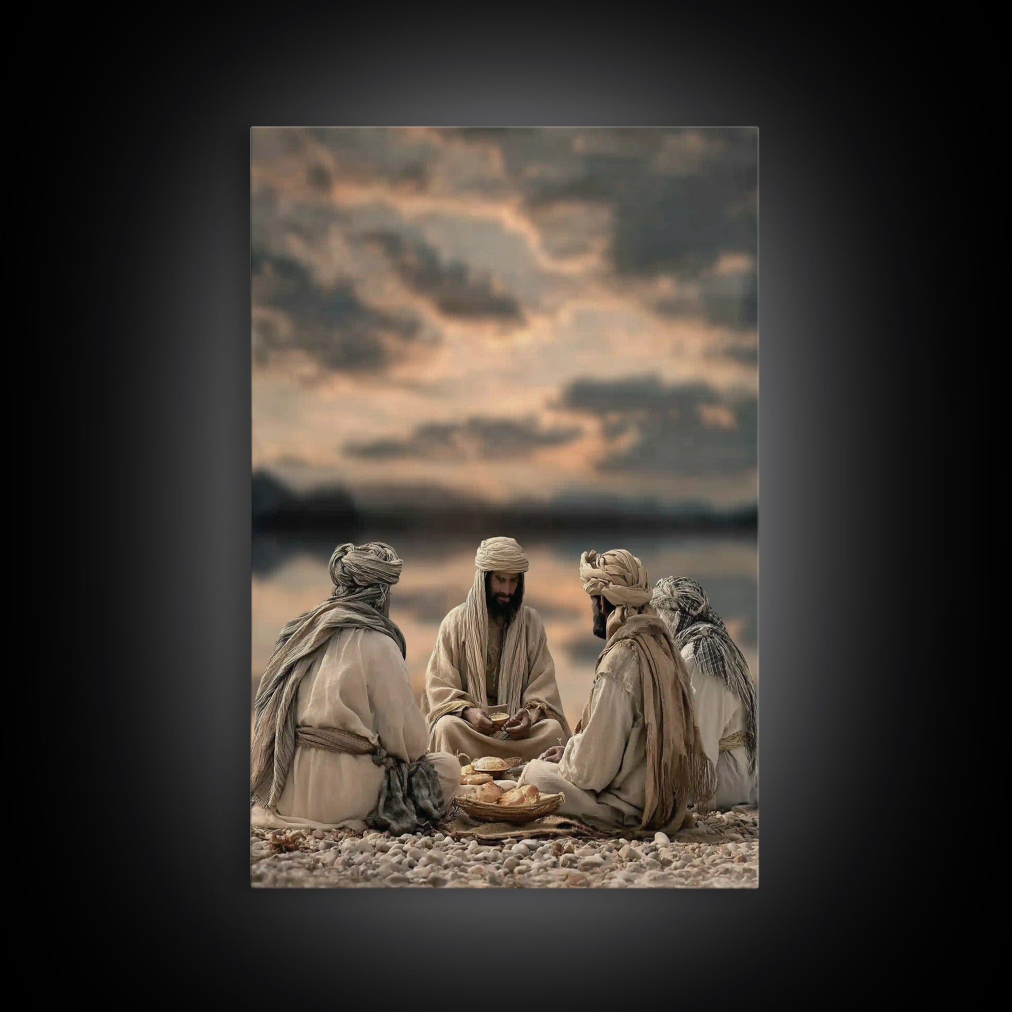 Desert Bread Fellowship – Framed Canvas Print – Christian Wall Art – Christian Art Canvas – Jesus Painting – Christian Decor – Unique Chris
