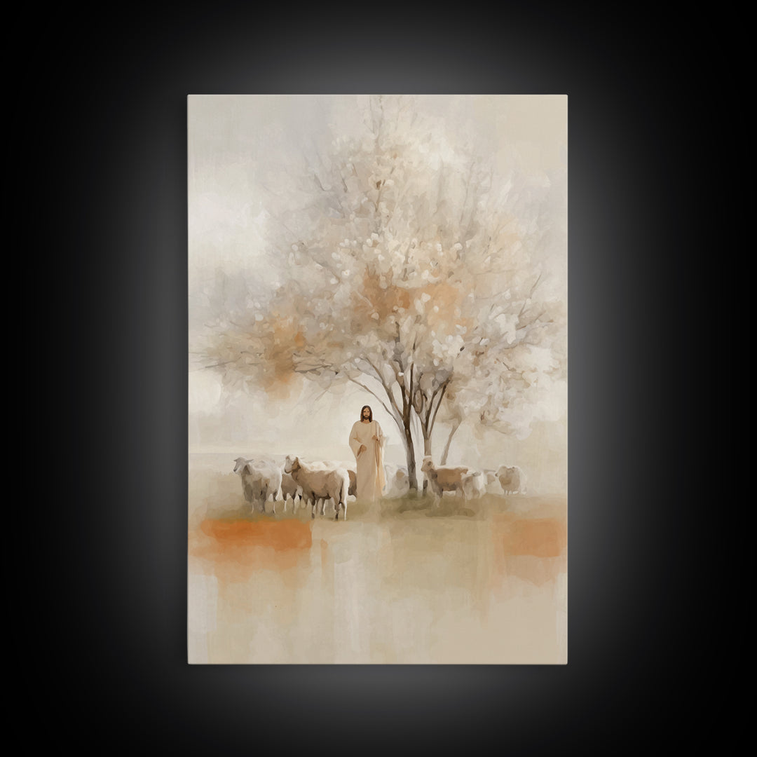 Quiet Orchard Watch, Framed Canvas Print, Christian Wall Art, Christian Art Canvas, Jesus Painting, Christian Decor, Minimalist Christian A