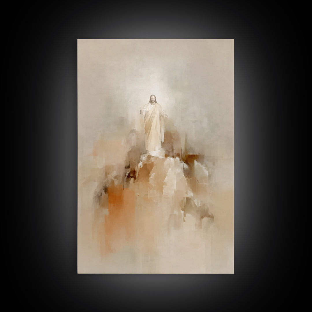 Ascension Glory – Framed Canvas Print – Christian Art Canvas – Jesus Painting – Christian Wall Art – Abstract Christian Art – Christian Dec