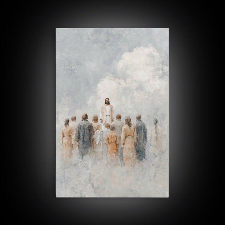 Ascension Amid Clouds – Framed Canvas Print – Christian Art Canvas – Christian Wall Art – Christian Art – Jesus Painting – Christian Decor