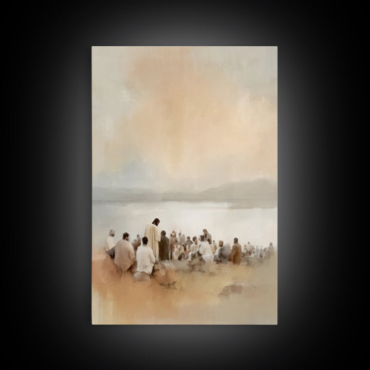 Shoreline Teaching Light | Framed Canvas Print | Christian Art Canvas | Christian Wall Art | Jesus Painting | Christian Art | Christian Dec