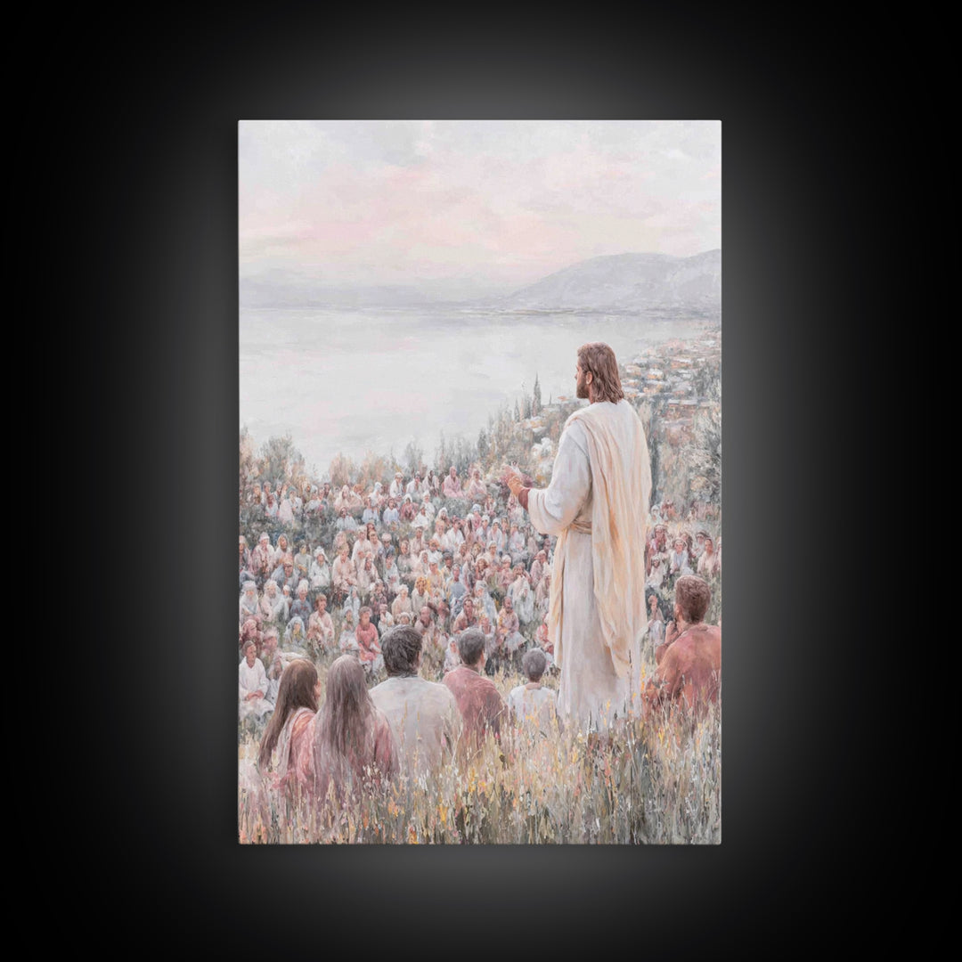 Hillside Multitude Grace – Framed Canvas Print – Christian Art Canvas – Christian Wall Art – Jesus Painting – Christian Art – Christian Dec