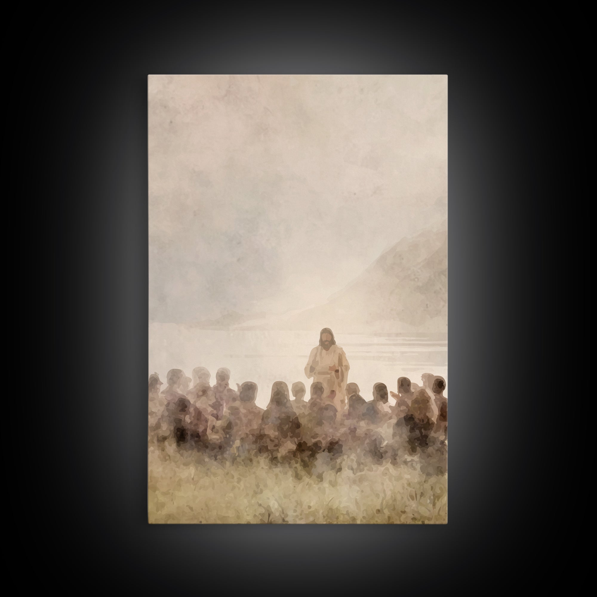 Silent Shore Message | Framed Canvas Print | Christian Wall Art | Christian Art Canvas | Jesus Painting | Christian Art | Christian Decor |