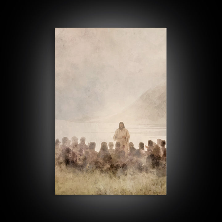 Silent Shore Message | Framed Canvas Print | Christian Wall Art | Christian Art Canvas | Jesus Painting | Christian Art | Christian Decor |