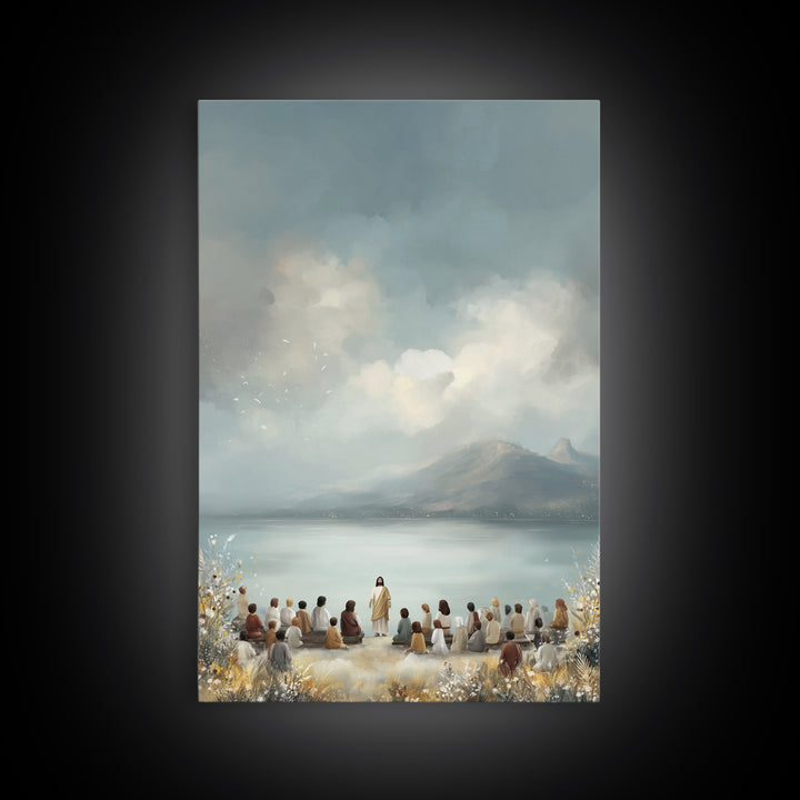 Lakefront Morning Word – Framed Canvas Print – Christian Art Canvas – Christian Wall Art – Jesus Painting – Christian Art – Christian Decor